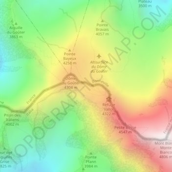 Mappa topografica Col du Dôme, altitudine, rilievo