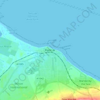 Mappa topografica Redcar, altitudine, rilievo