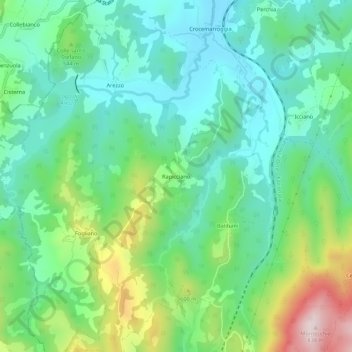 Mappa topografica Rapicciano, altitudine, rilievo