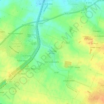 Mappa topografica Les Grandes Rivières, altitudine, rilievo