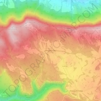 Mappa topografica Onraita, altitudine, rilievo