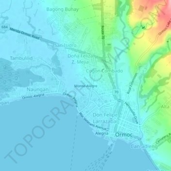 Mappa topografica Monte-Alegre, altitudine, rilievo
