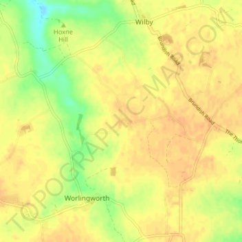 Mappa topografica Stanway Green, altitudine, rilievo