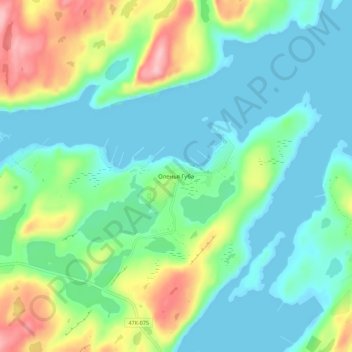 Mappa topografica Olenya Guba, altitudine, rilievo