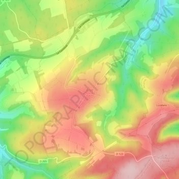 Mappa topografica Écot, altitudine, rilievo