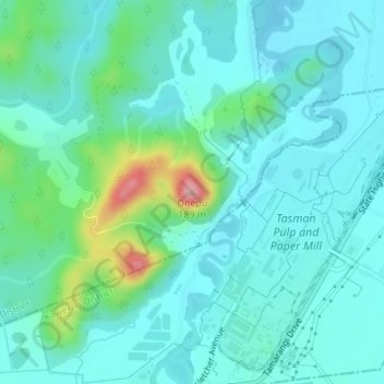 Mappa topografica Onepu, altitudine, rilievo