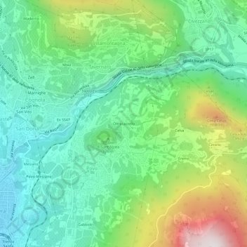 Mappa topografica Oltrecastello, altitudine, rilievo