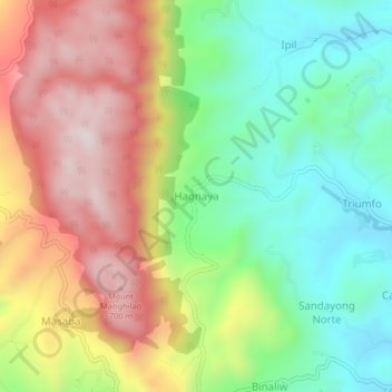 Mappa topografica Hagnaya, altitudine, rilievo