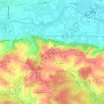 Mappa topografica Wippenhausen, altitudine, rilievo