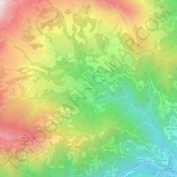 Mappa topografica Tornetti, altitudine, rilievo