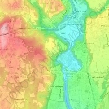 Mappa topografica Caronno Corbellaro, altitudine, rilievo
