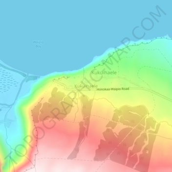 Mappa topografica Kukuihaele, altitudine, rilievo