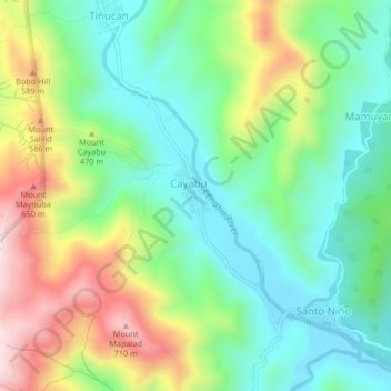 Mappa topografica Cayabu, altitudine, rilievo