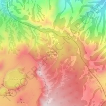 Mappa topografica Campement borroro, altitudine, rilievo
