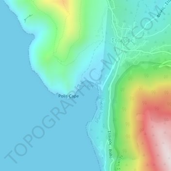 Mappa topografica Polis Bay, altitudine, rilievo