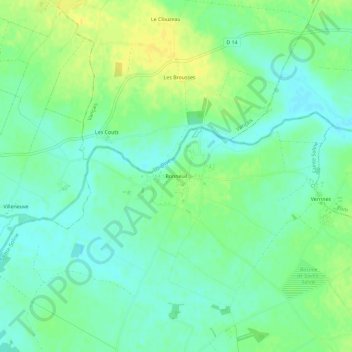 Mappa topografica Bonneuil, altitudine, rilievo