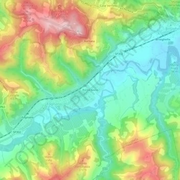 Mappa topografica Ponte Nono, altitudine, rilievo