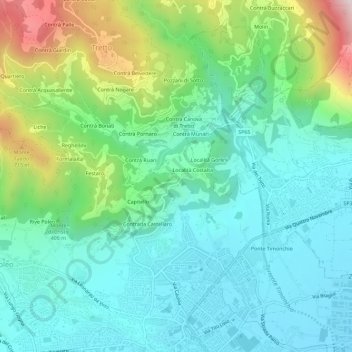 Mappa topografica Piane, altitudine, rilievo