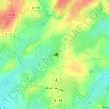 Mappa topografica Bacilly, altitudine, rilievo