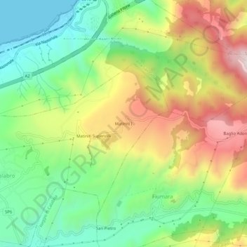Mappa topografica Matiniti I, altitudine, rilievo