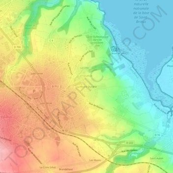 Mappa topografica La Roche Durand, altitudine, rilievo