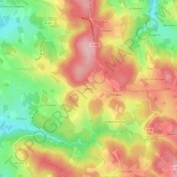 Mappa topografica Salette, altitudine, rilievo