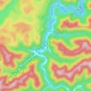 Mappa topografica Blair, altitudine, rilievo