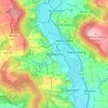 Mappa topografica Mürsbach, altitudine, rilievo
