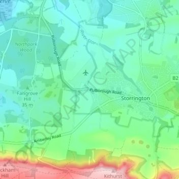 Mappa topografica Cootham, altitudine, rilievo