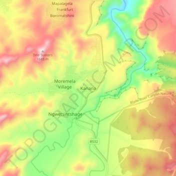 Mappa topografica Kanana, altitudine, rilievo