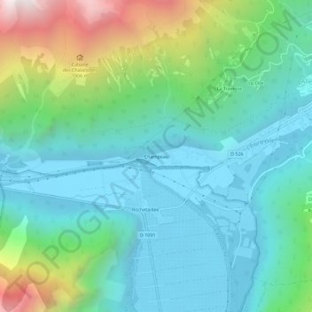 Mappa topografica Champeau, altitudine, rilievo