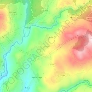Mappa topografica A Insua, altitudine, rilievo