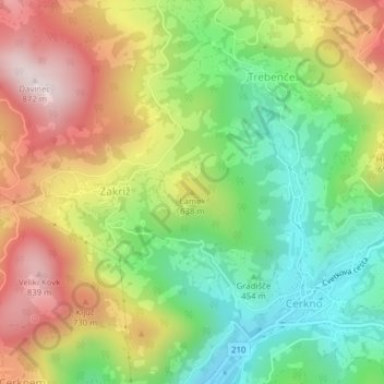 Mappa topografica Lamek, altitudine, rilievo