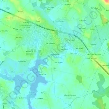 Mappa topografica Le Pont Roz, altitudine, rilievo