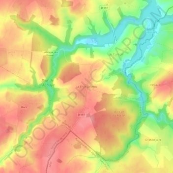 Mappa topografica La Croix Cordeau, altitudine, rilievo