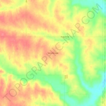 Mappa topografica Saint Bridget, altitudine, rilievo