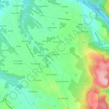 Mappa topografica Saint-Maffre, altitudine, rilievo