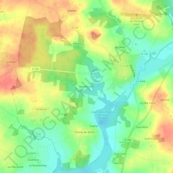 Mappa topografica Noë Mesnais, altitudine, rilievo