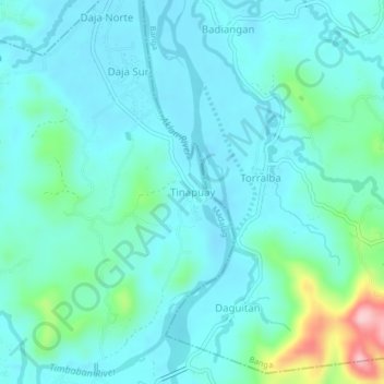 Mappa topografica Tinapuay, altitudine, rilievo