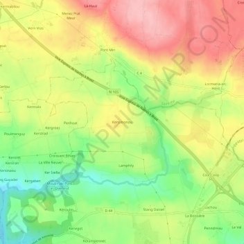 Mappa topografica Kersimonou, altitudine, rilievo