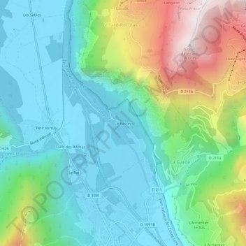 Mappa topografica Le Bassey, altitudine, rilievo