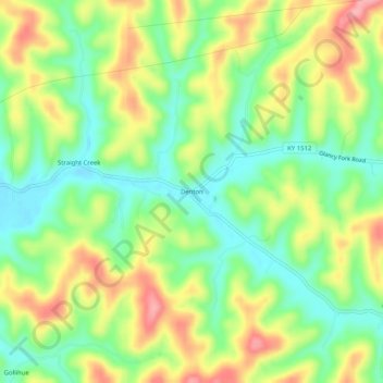 Mappa topografica Denton, altitudine, rilievo