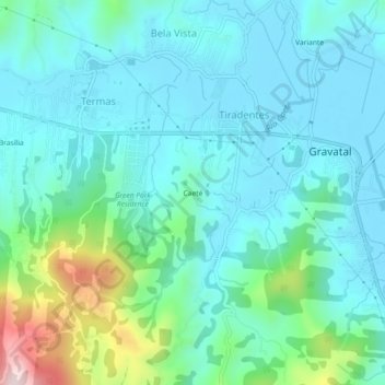 Mappa topografica Caeté, altitudine, rilievo
