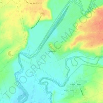 Mappa topografica Persano, altitudine, rilievo