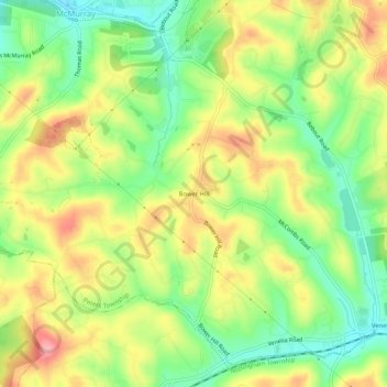 Mappa topografica Bower Hill, altitudine, rilievo