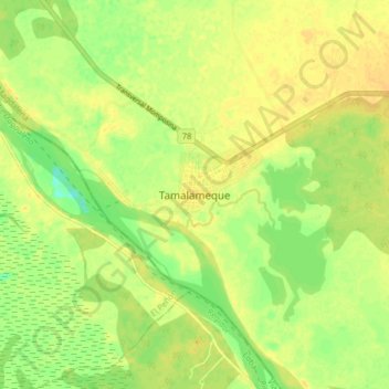 Mappa topografica Tamalameque, altitudine, rilievo