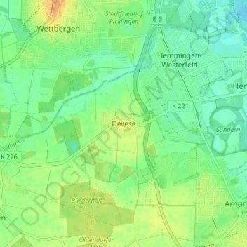 Mappa topografica Devese, altitudine, rilievo