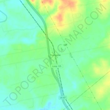 Mappa topografica Thomaston, altitudine, rilievo