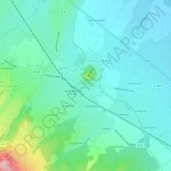 Mappa topografica Saint-Romain-le-Puy, altitudine, rilievo
