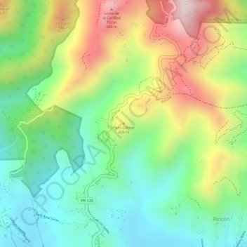 Mappa topografica Plato Colmar, altitudine, rilievo